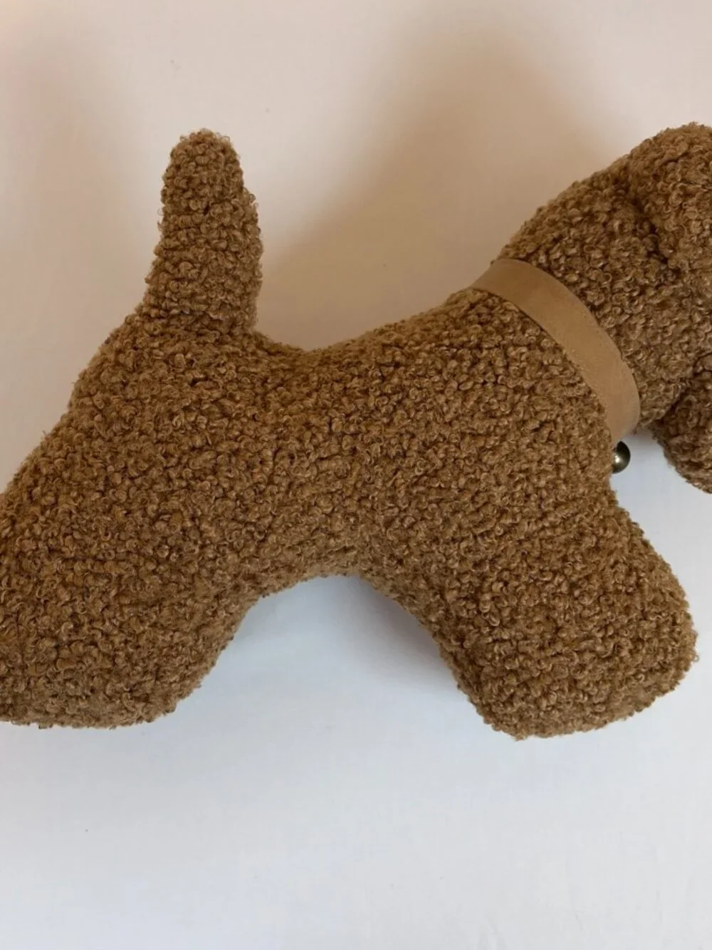 Pottery Barn Cozy Teddy Faux Fur Dog w/ Bell Pillow